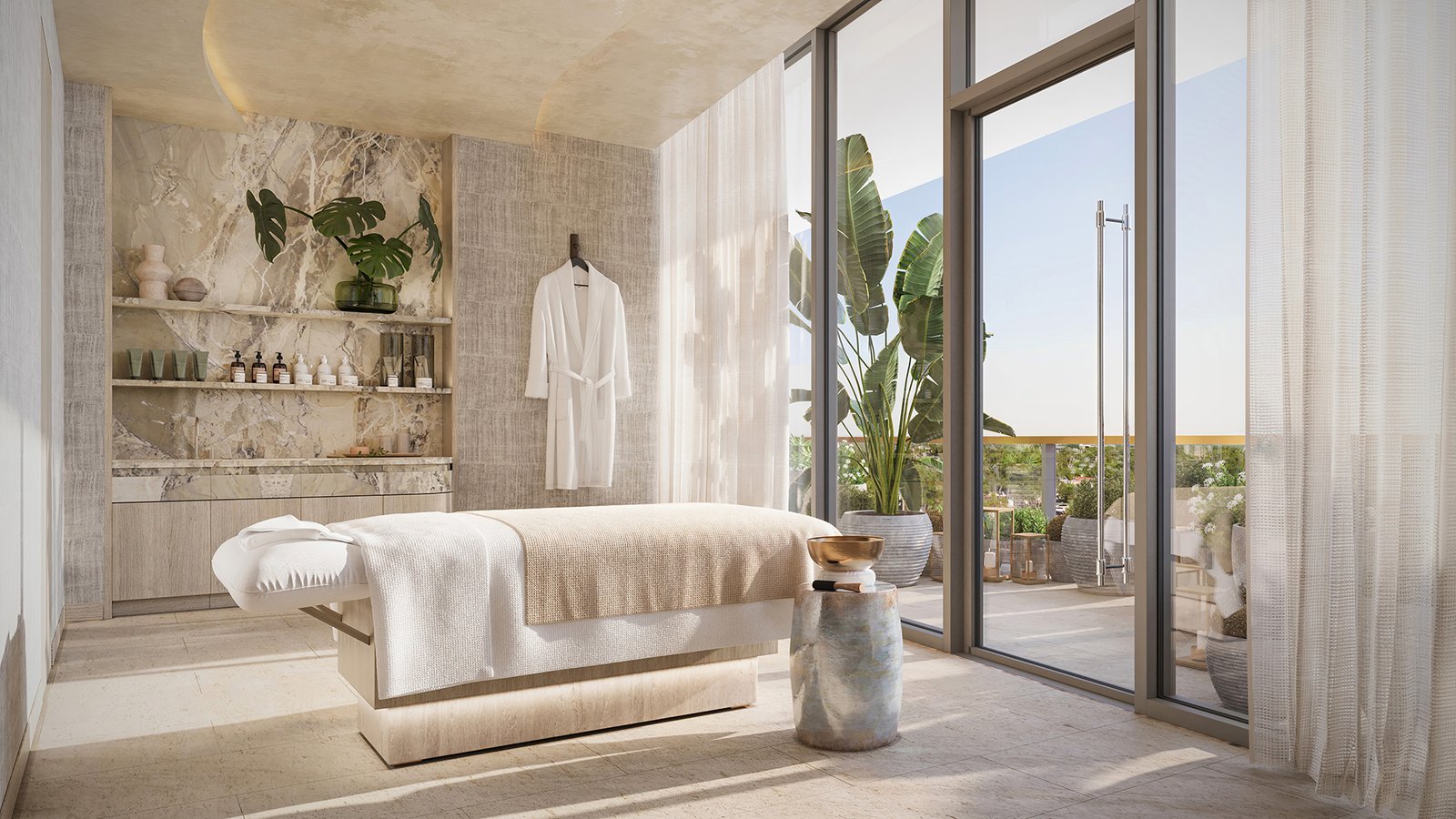 The wellness suite at Waldorf Astoria Residences Pompano Beach — developer rendering