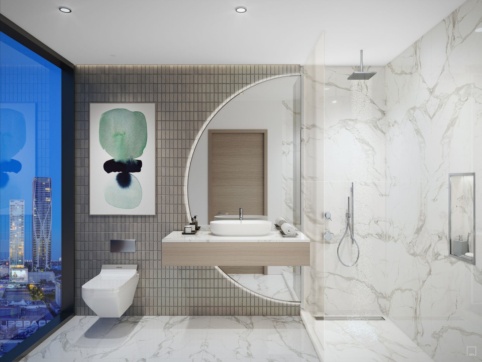 - West Eleventh Residences Miami A residence bathroom at West Eleventh Residences — developer rendering