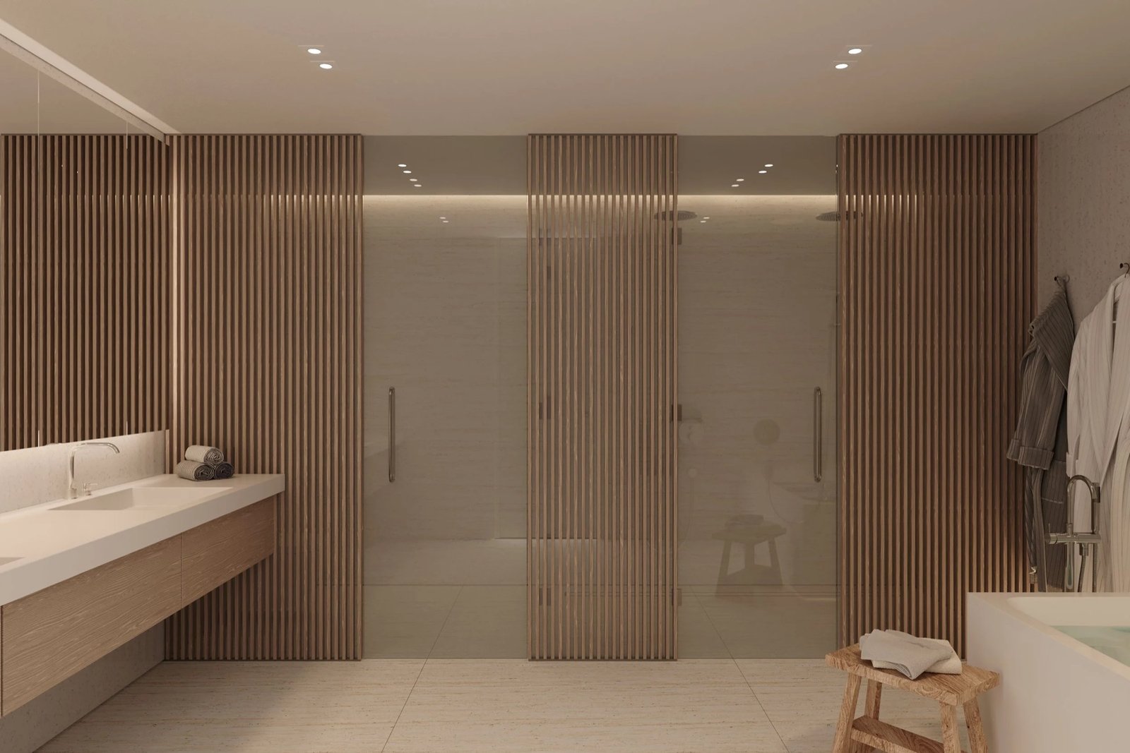 9900 West, Bay Harbor Islands — interior del baño principal, render del desarrollador