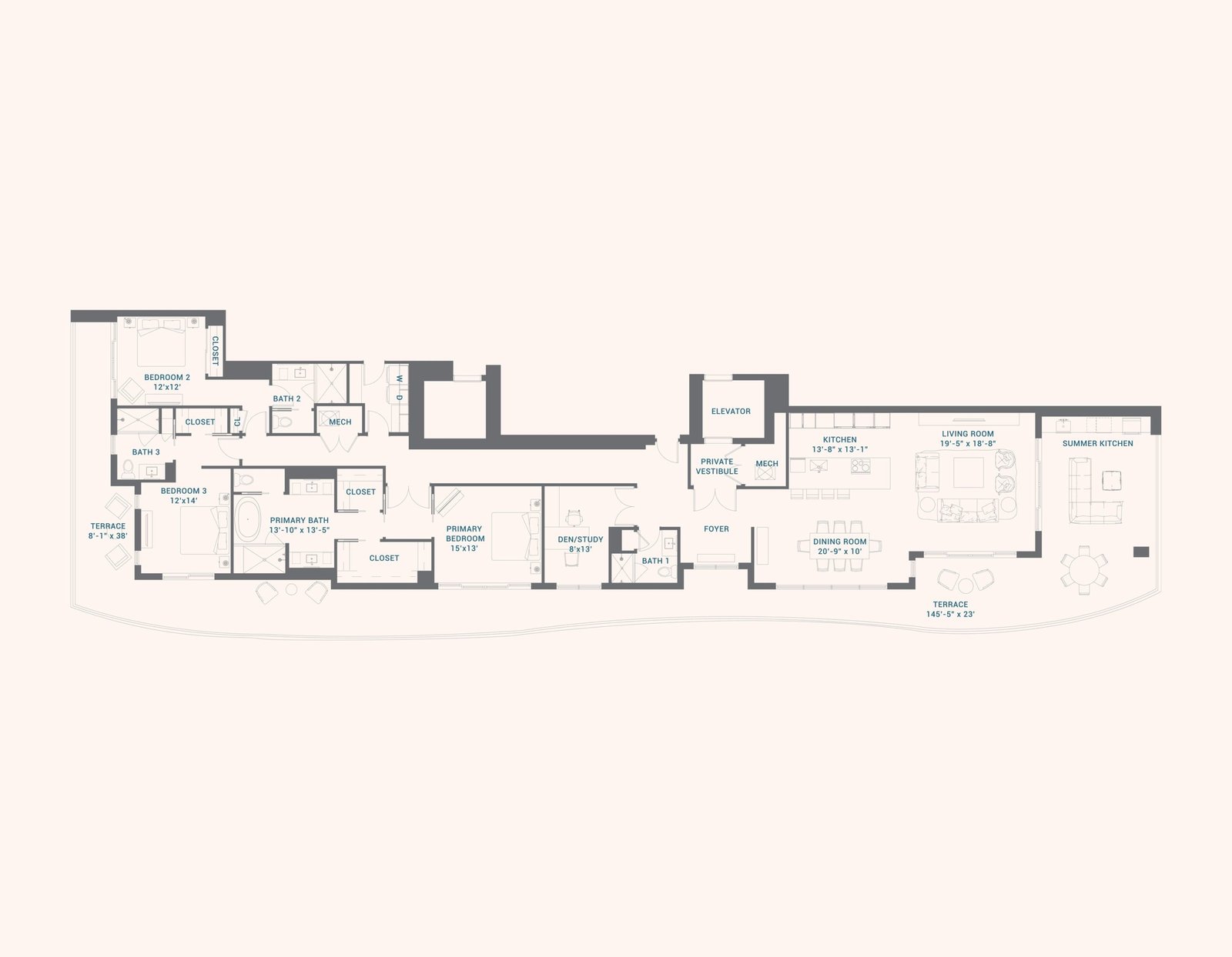 Floor plan for Lower Penthouse B at Alba Palm Beach (full resolution)