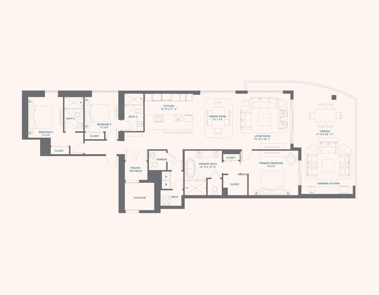 Floor plan for Residence A at Alba Palm Beach (full resolution)