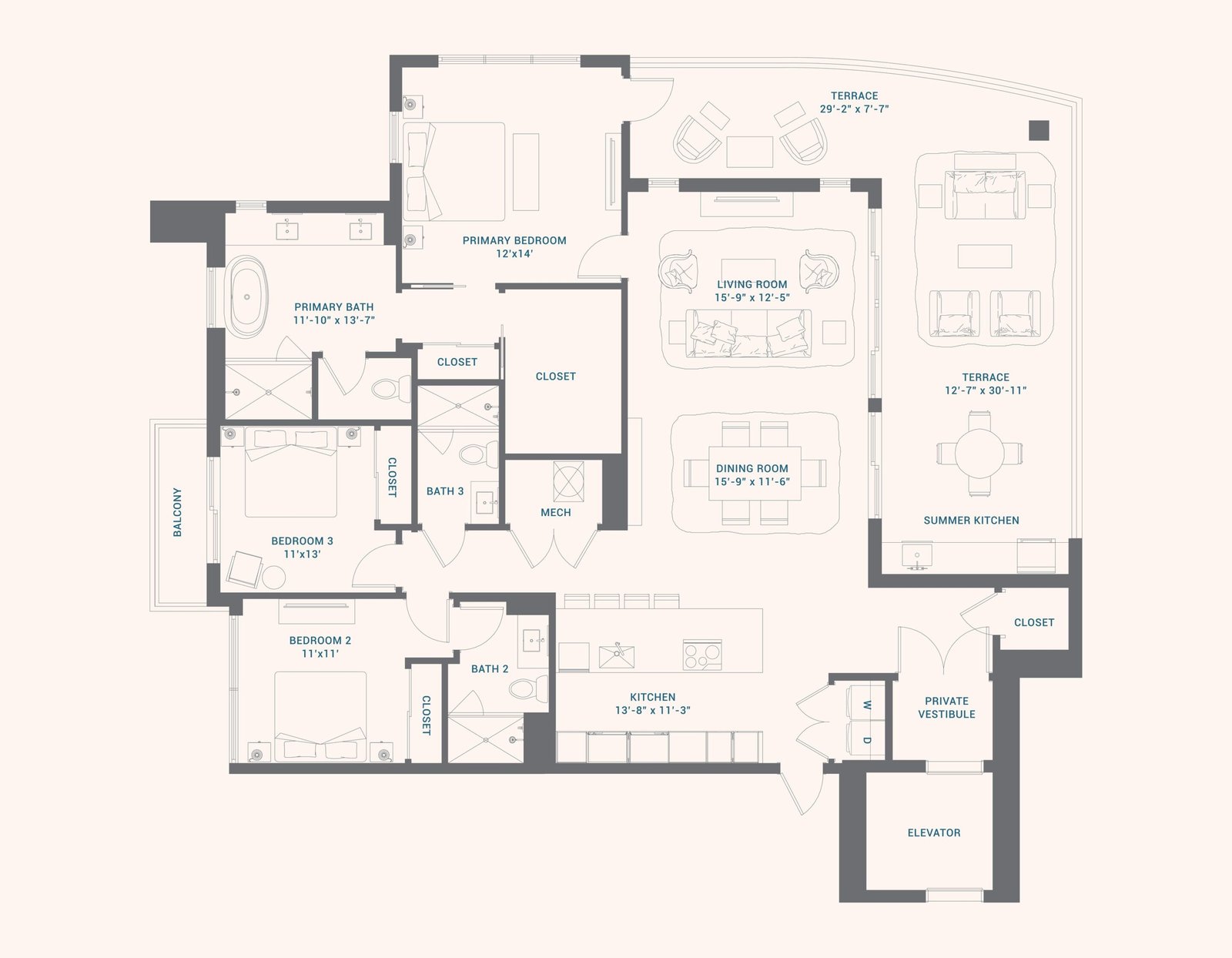 Floor plan for Residence D at Alba Palm Beach (full resolution)