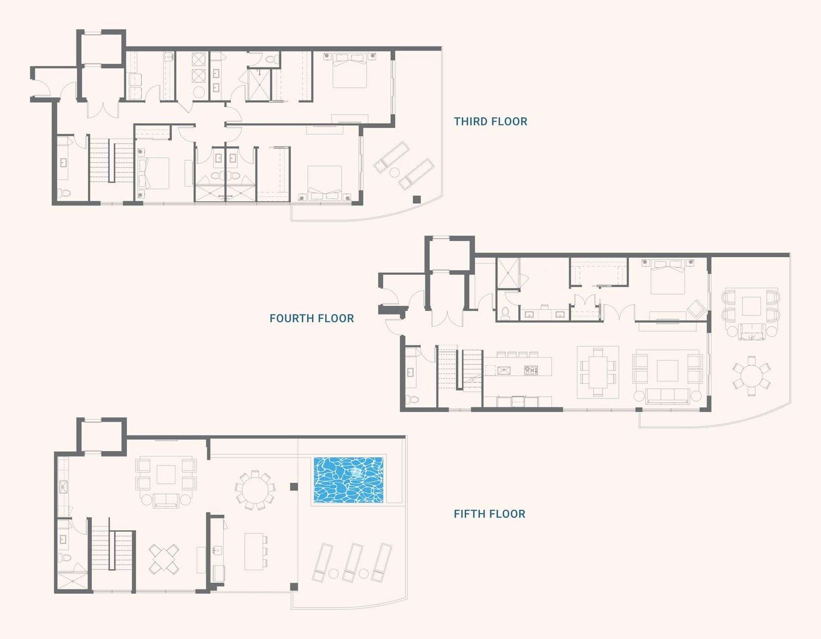 Floor plan for Townhouse C at Alba Palm Beach