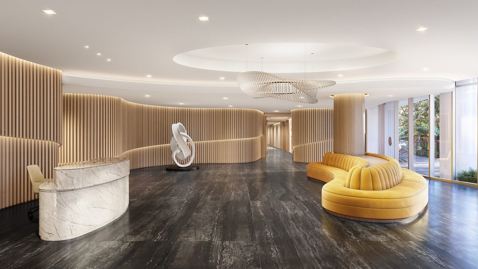 Developer rendering of the lobby at Alba Palm Beach