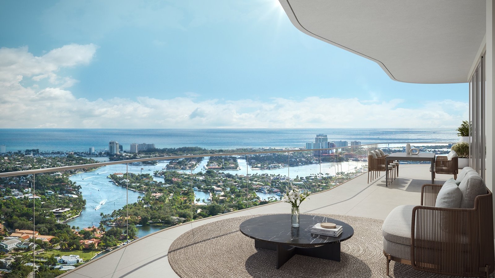 - Andare Residences Las Olas Andare Residences, Las Olas — balcón con terraza de una residencia, render del desarrollador