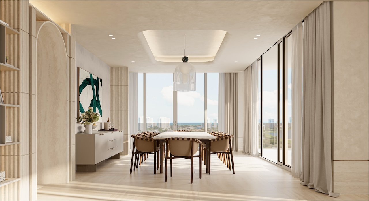 The dining area in an Avenia Aventura residence, developer rendering