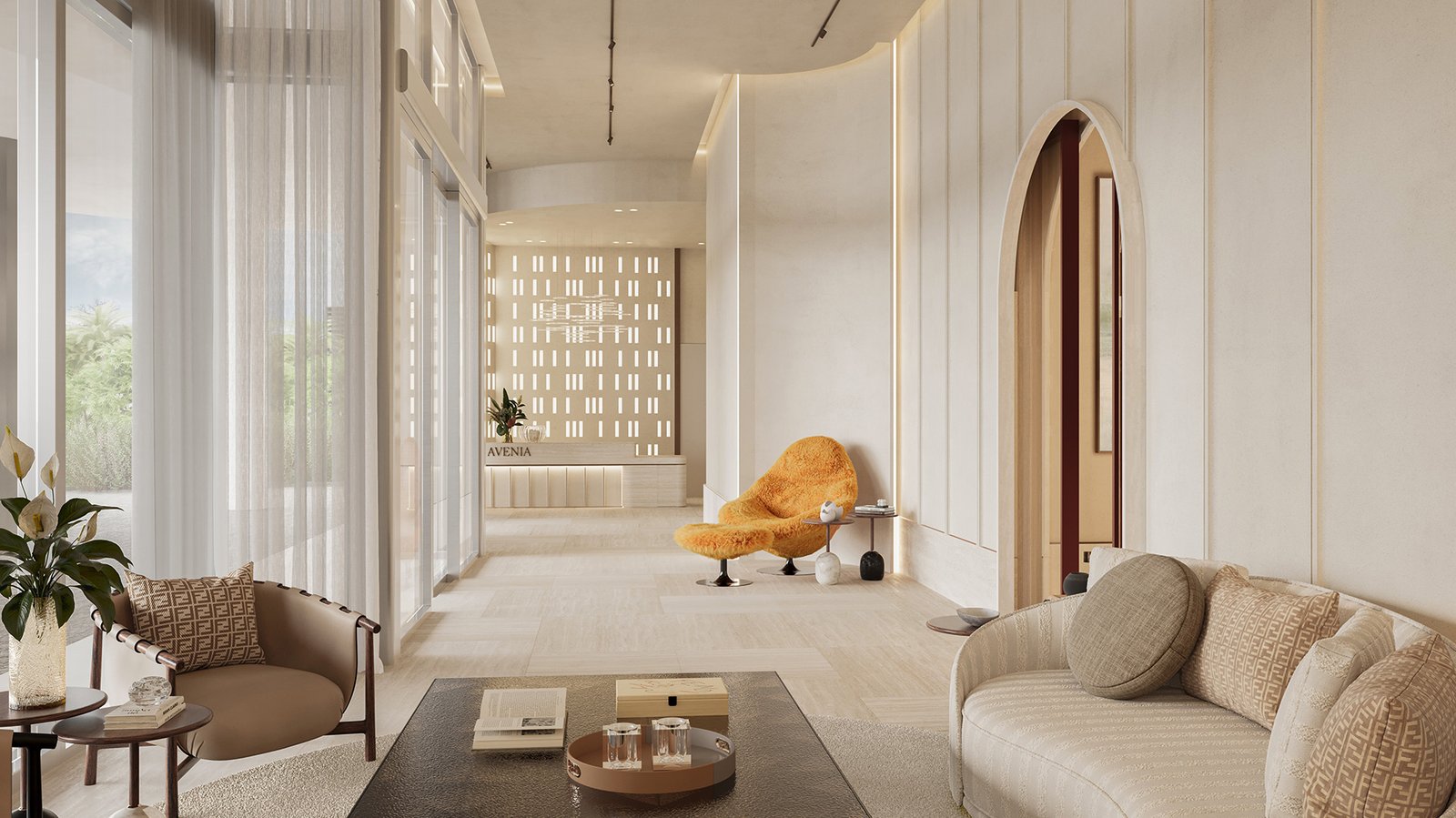 The FENDI Casa lobby at Avenia Aventura, developer rendering