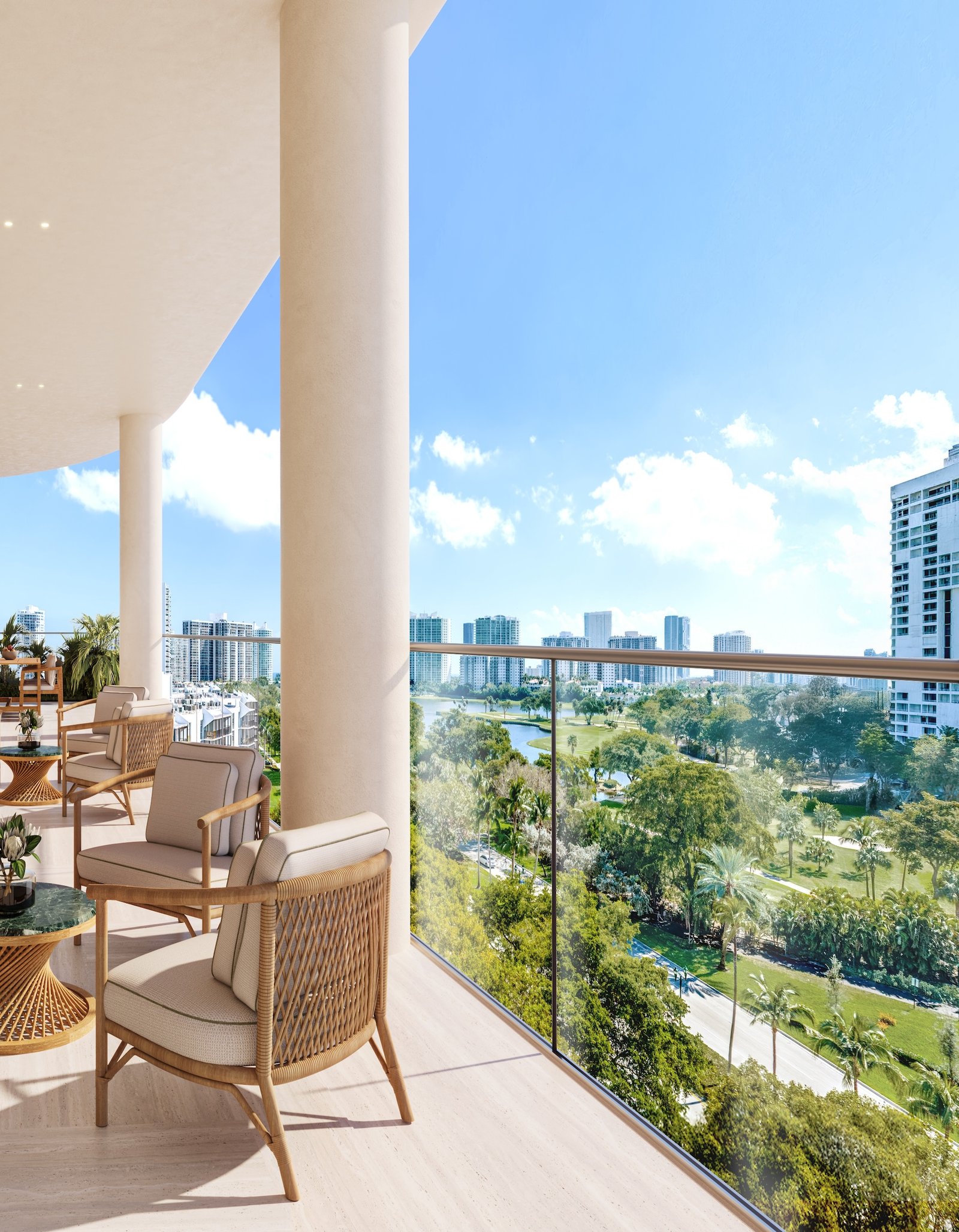 A private terrace at Avenia Aventura, developer rendering