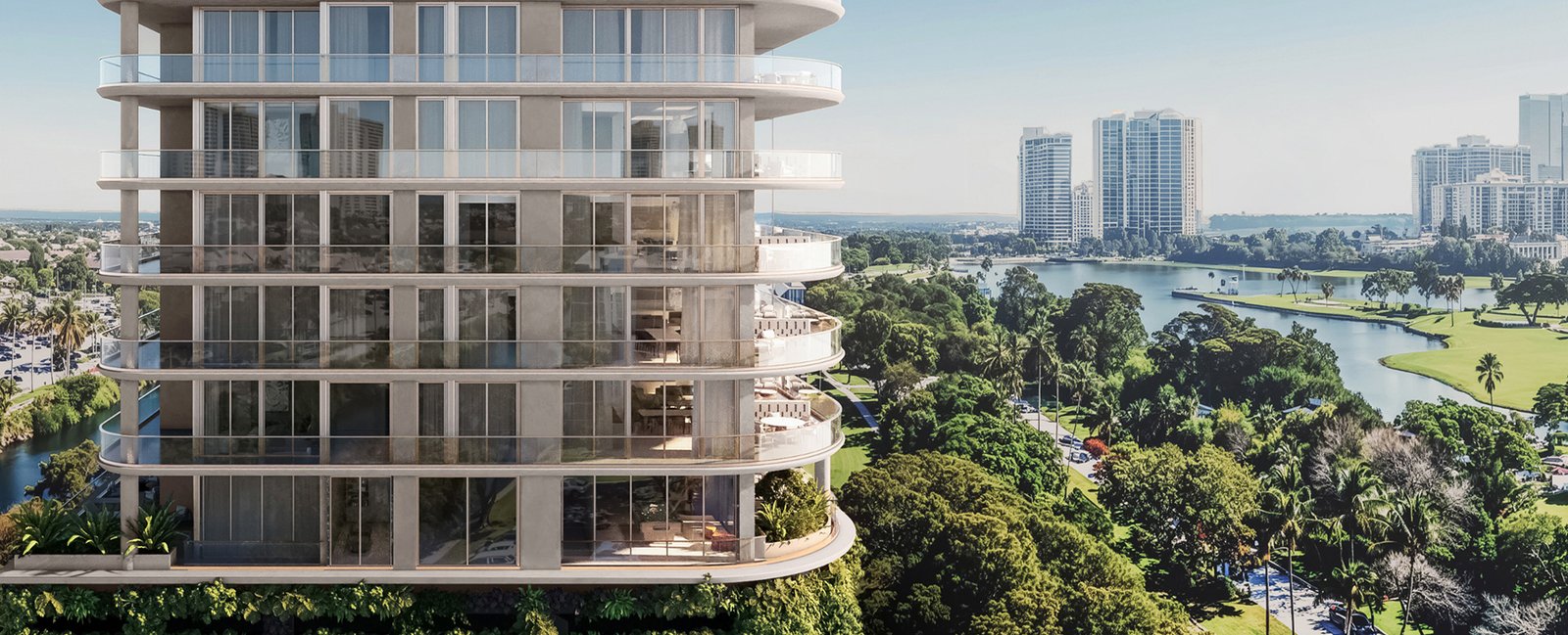 Avenia Aventura, the completed tower seen above the Turnberry golf course, developer rendering