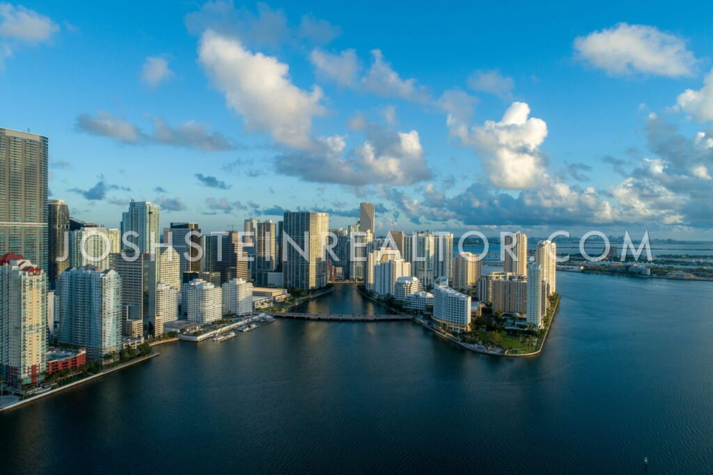 Aerial view of Brickell Key, Miami