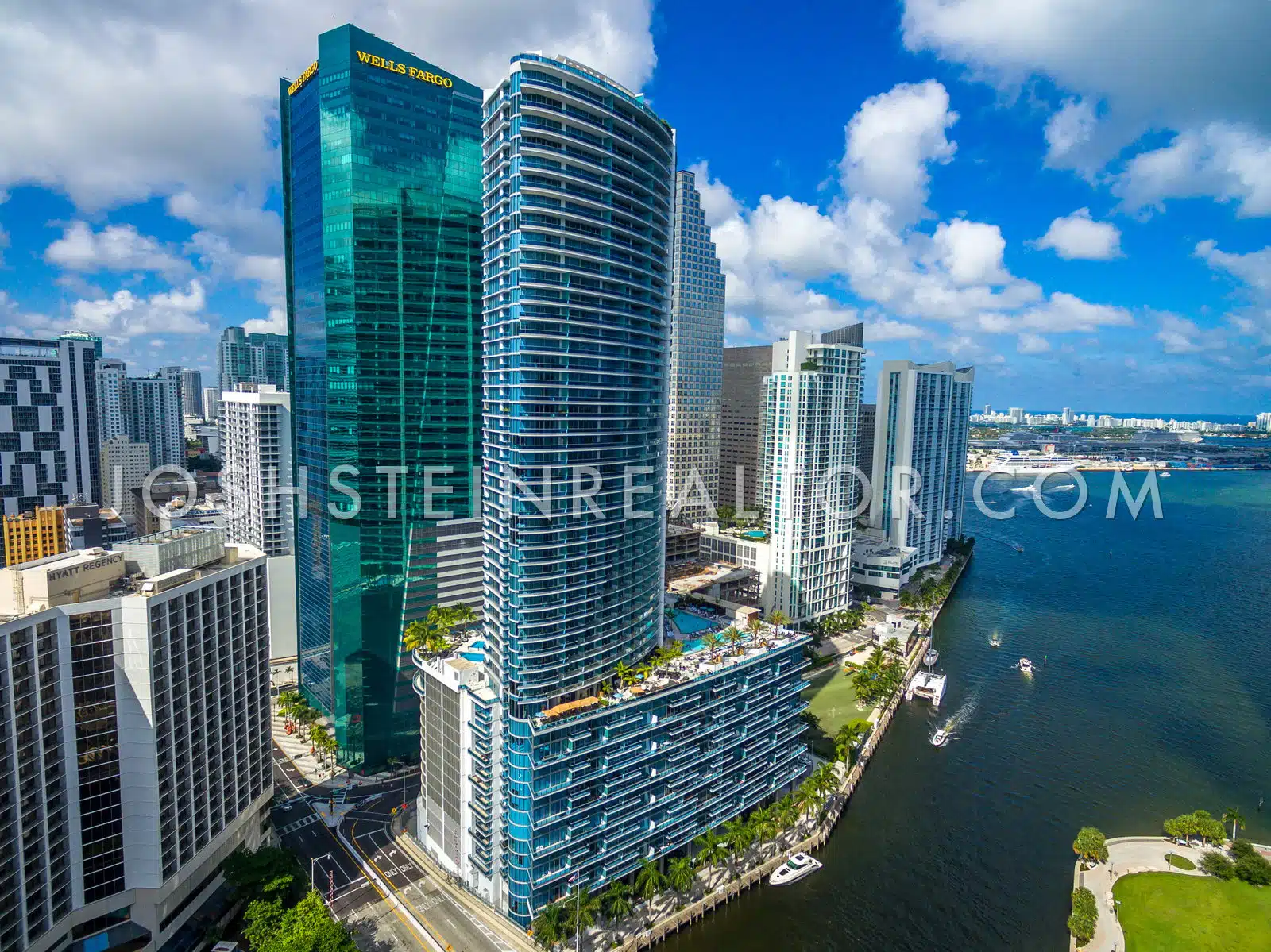 Aerial view of Epic Residences in Downtown Miami