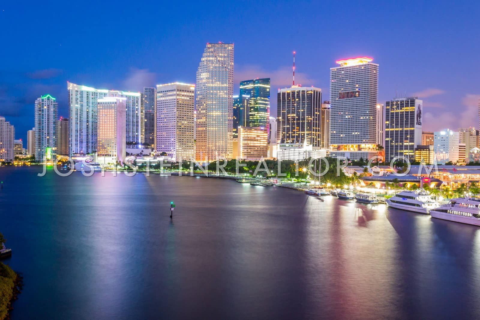 Aerial view of Skyline Dusk in Downtown Miami