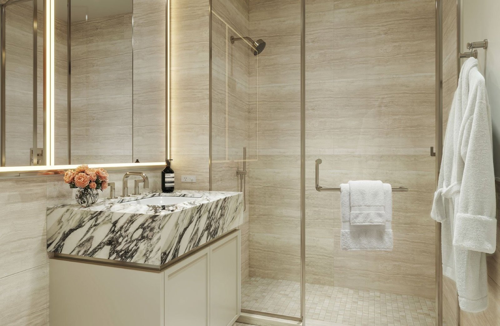 - Edgeworth West Palm Beach Edgeworth, West Palm Beach — baño de visitas, render del desarrollador