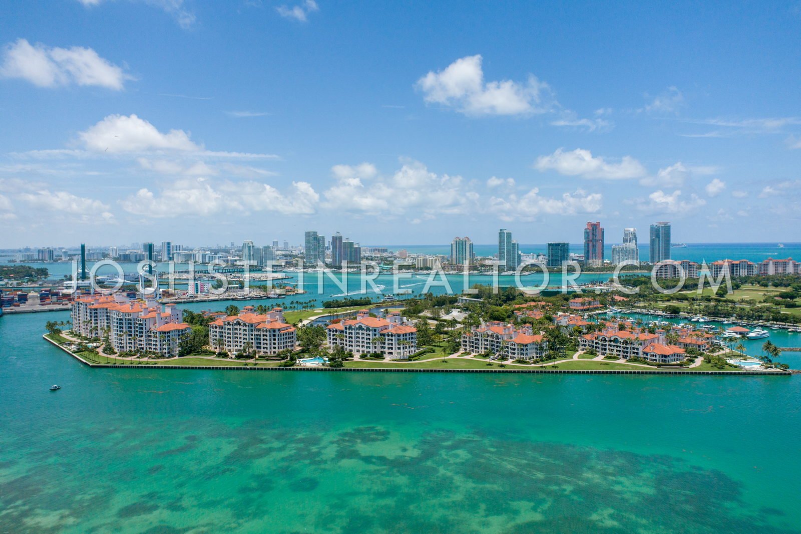 Aerial view of Fisher Island, Miami