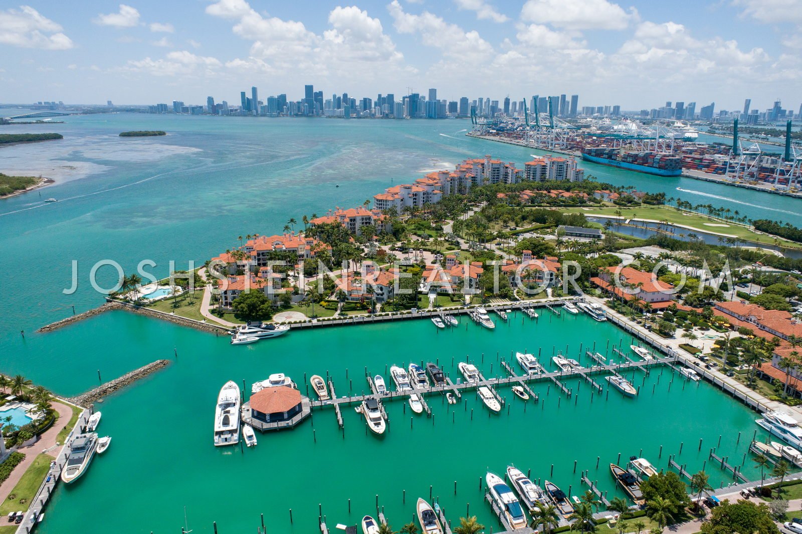 Aerial view of Fisher Island, Miami