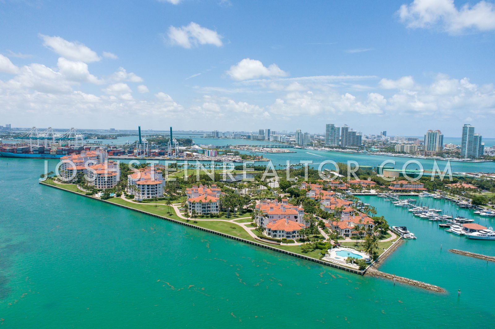 Aerial view of Fisher Island, Miami