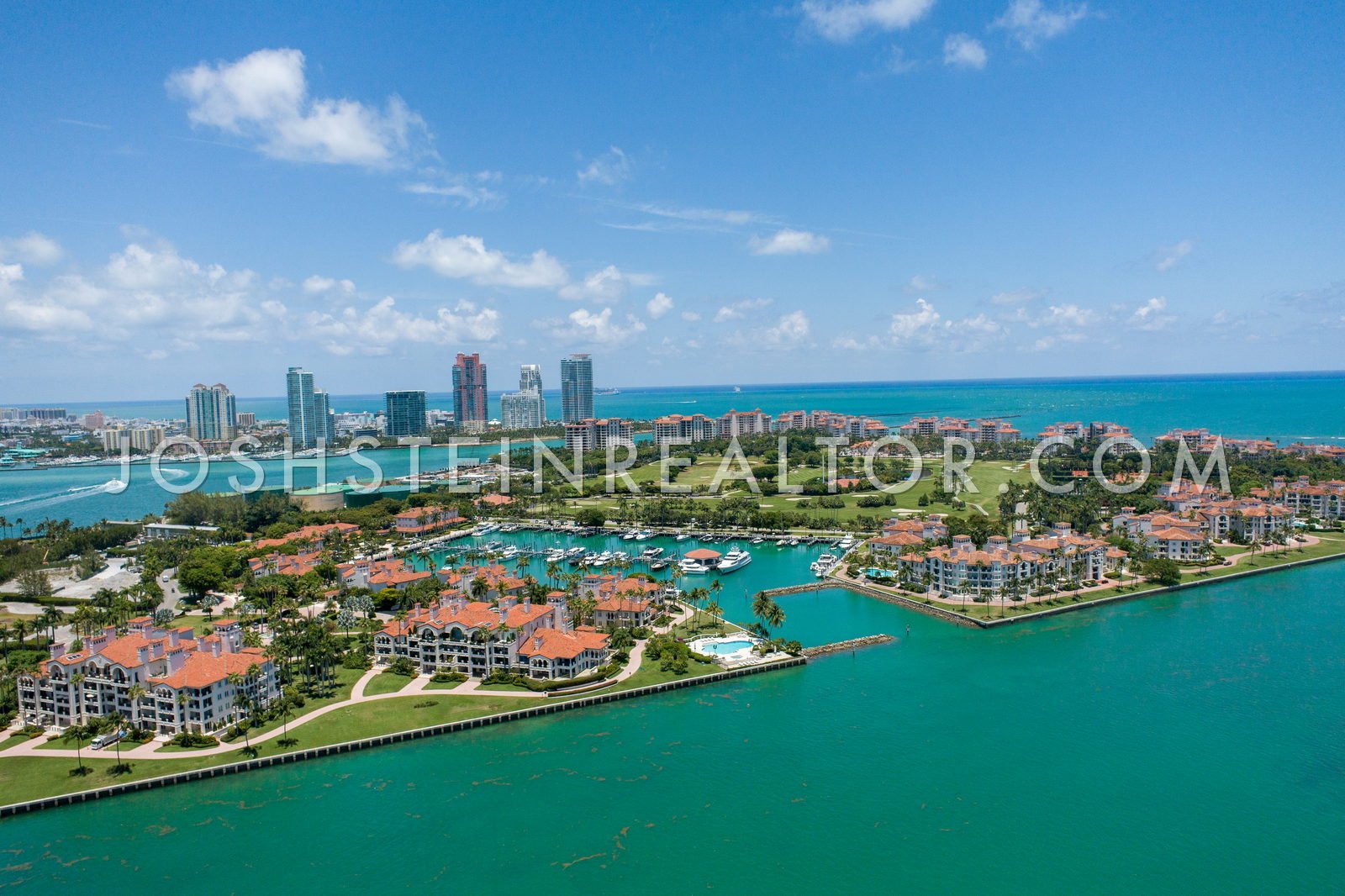 Aerial view of Fisher Island, Miami