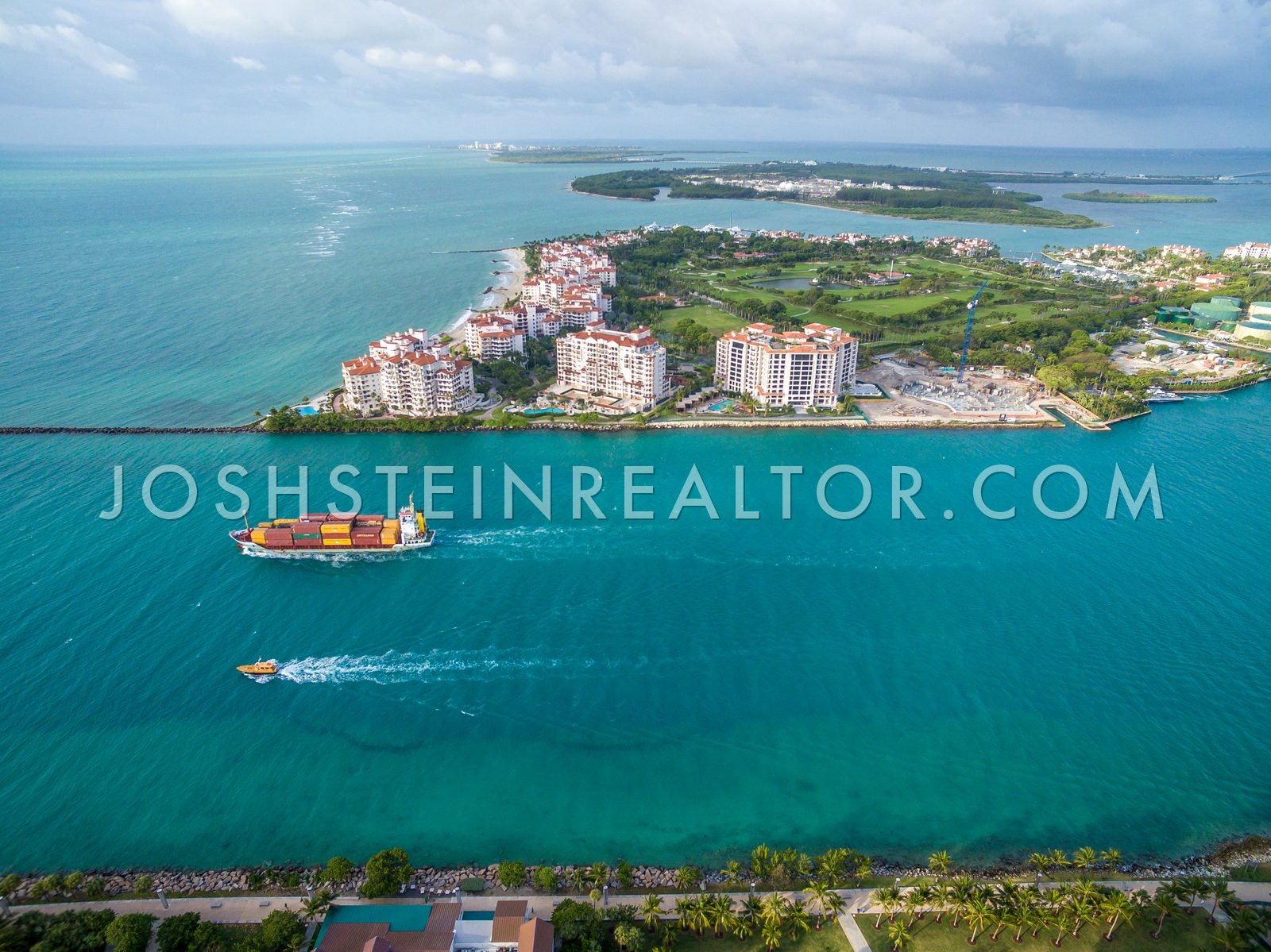 Aerial view of Fisher Island, Miami