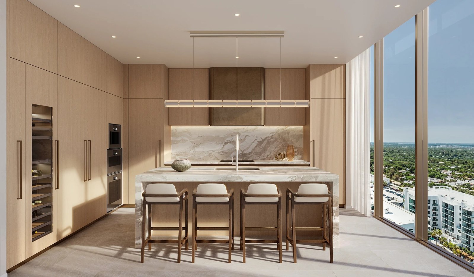 A kitchen at Kempinski Residences Miami Design District, developer rendering