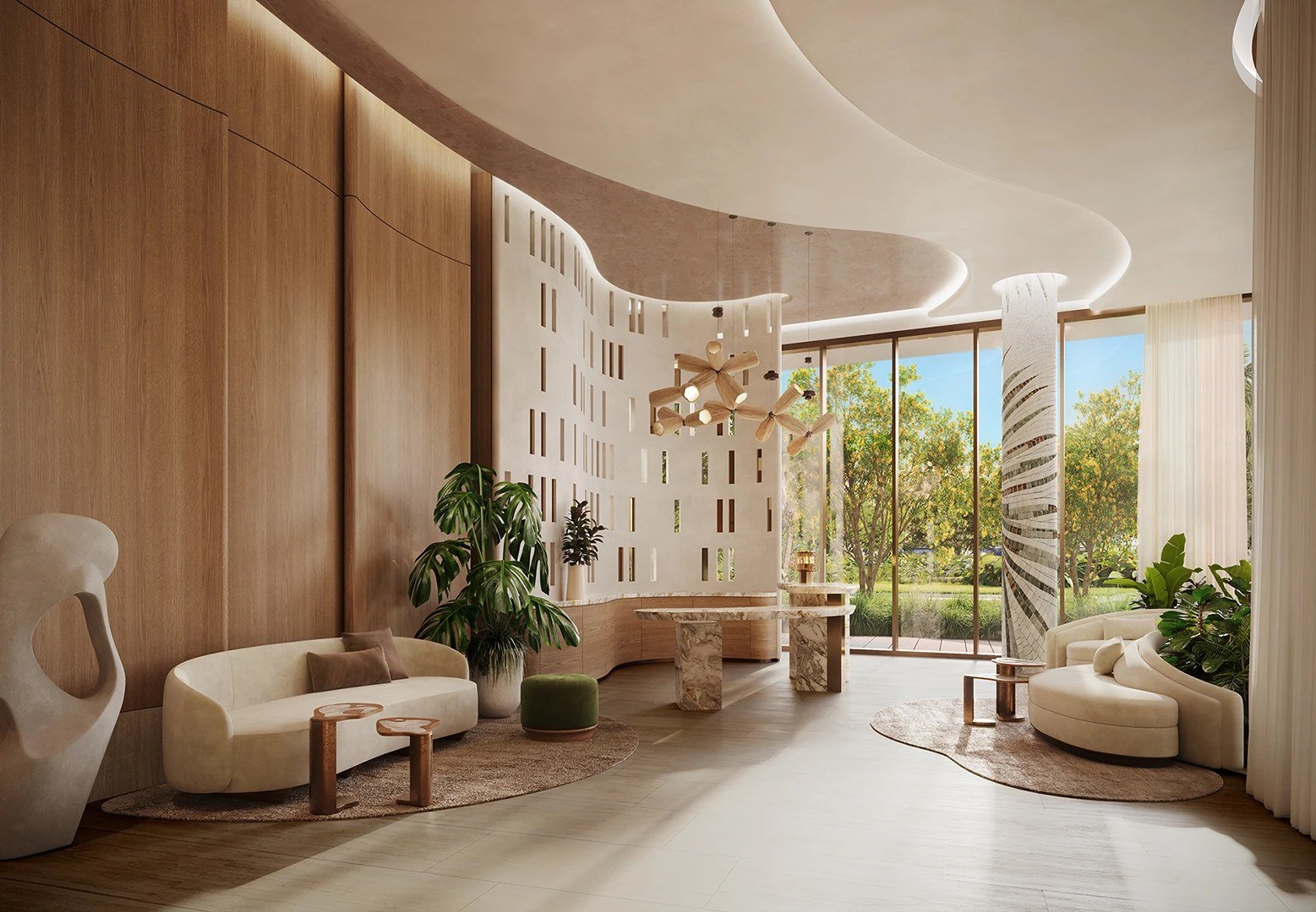 The residential lobby at Kempinski Residences Miami Design District