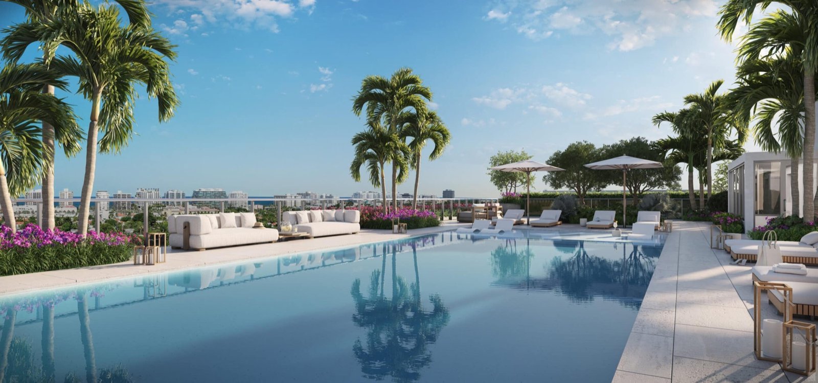La Baia North, Bay Harbor Islands — terraza con alberca en la azotea, render del desarrollador