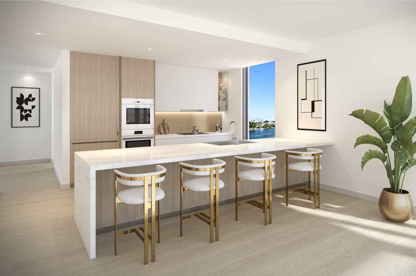 La Baia North, Bay Harbor Islands — cocina de una residencia, render del desarrollador