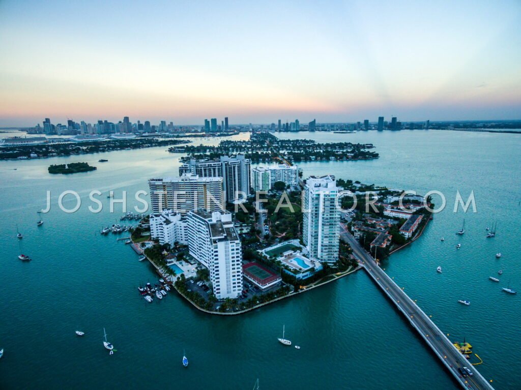 Aerial view of Belle Isle in Miami Beach