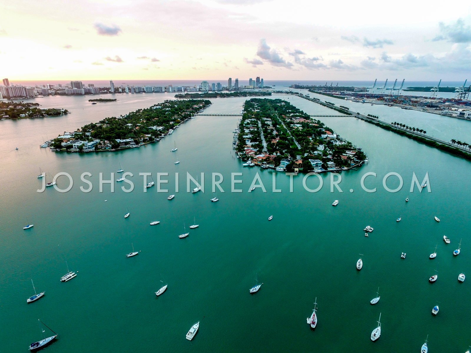 Aerial view of Palm Hibiscus Islands in Miami Beach