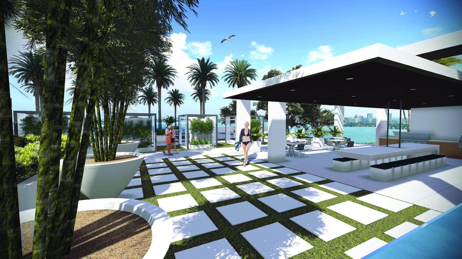 - Natiivo Miami Natiivo Miami, downtown Miami — terraza exterior de alberca con vista al skyline, render del desarrollador