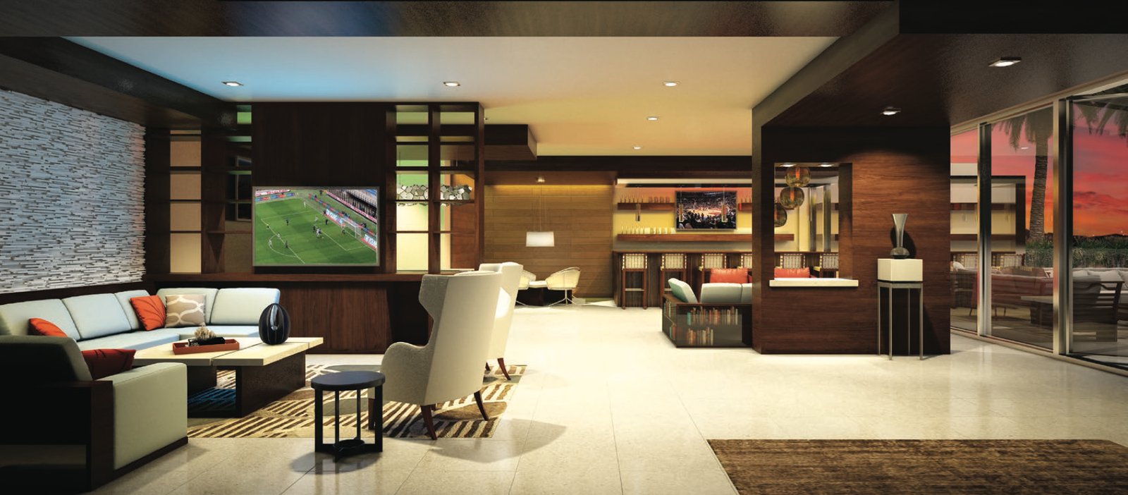 - Natiivo Miami Natiivo Miami, downtown Miami — espacio de amenidades con bar y lounge interior, render del desarrollador