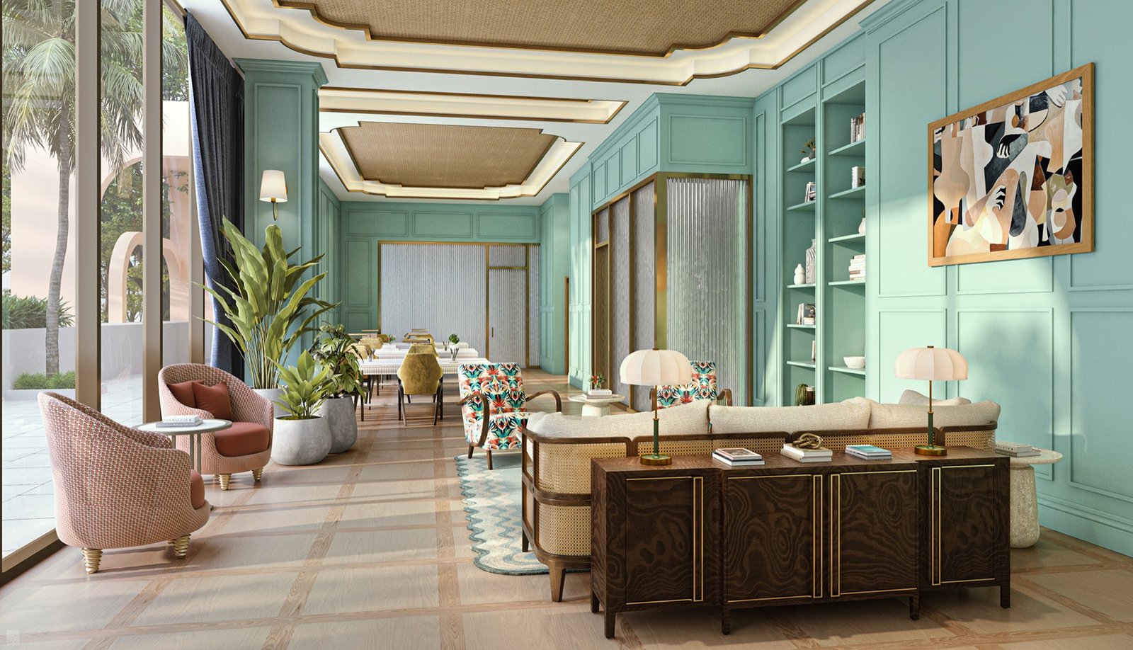 NoMad Residences Wynwood — resident parlor lounge, developer rendering