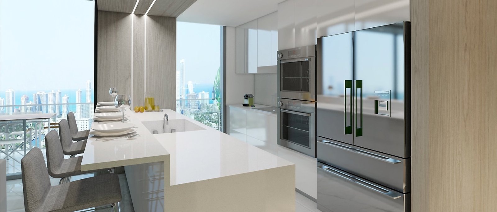 Oasis Hallandale — recámara de una residencia, render del desarrollador