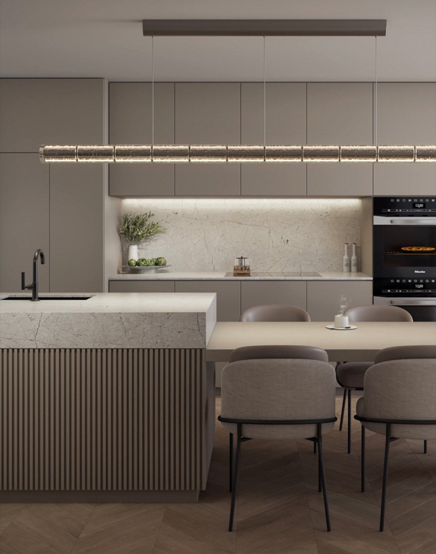 One Twenty Brickell Residences, Brickell Miami — cocina de una residencia, render del desarrollador