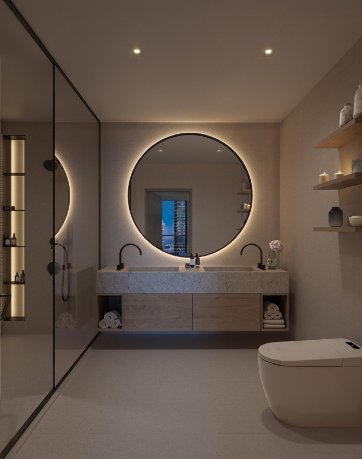 One Twenty Brickell Residences, Brickell Miami — baño principal, render del desarrollador