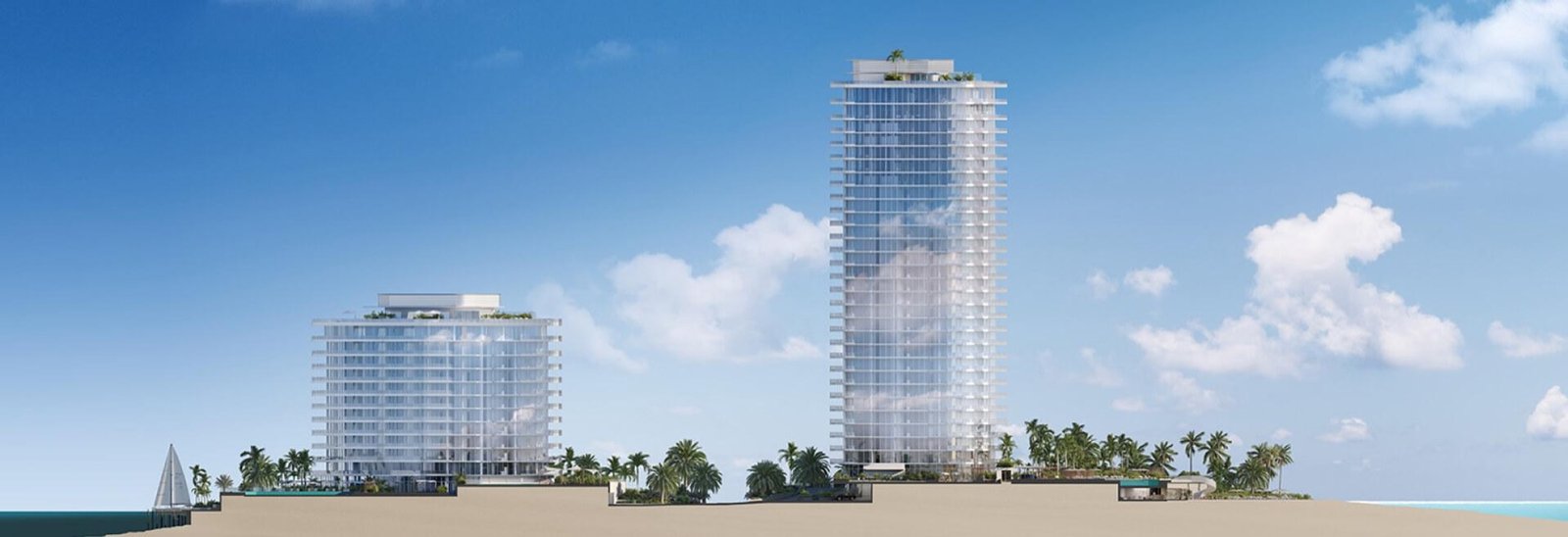 - Pompano Beach's Branded Oceanfront Towers: What Buyers Are Paying Per Foot The Ritz-Carlton Residences, Pompano Beach — the lower Marina Tower and the taller Beach Tower on the shoreline, developer rendering