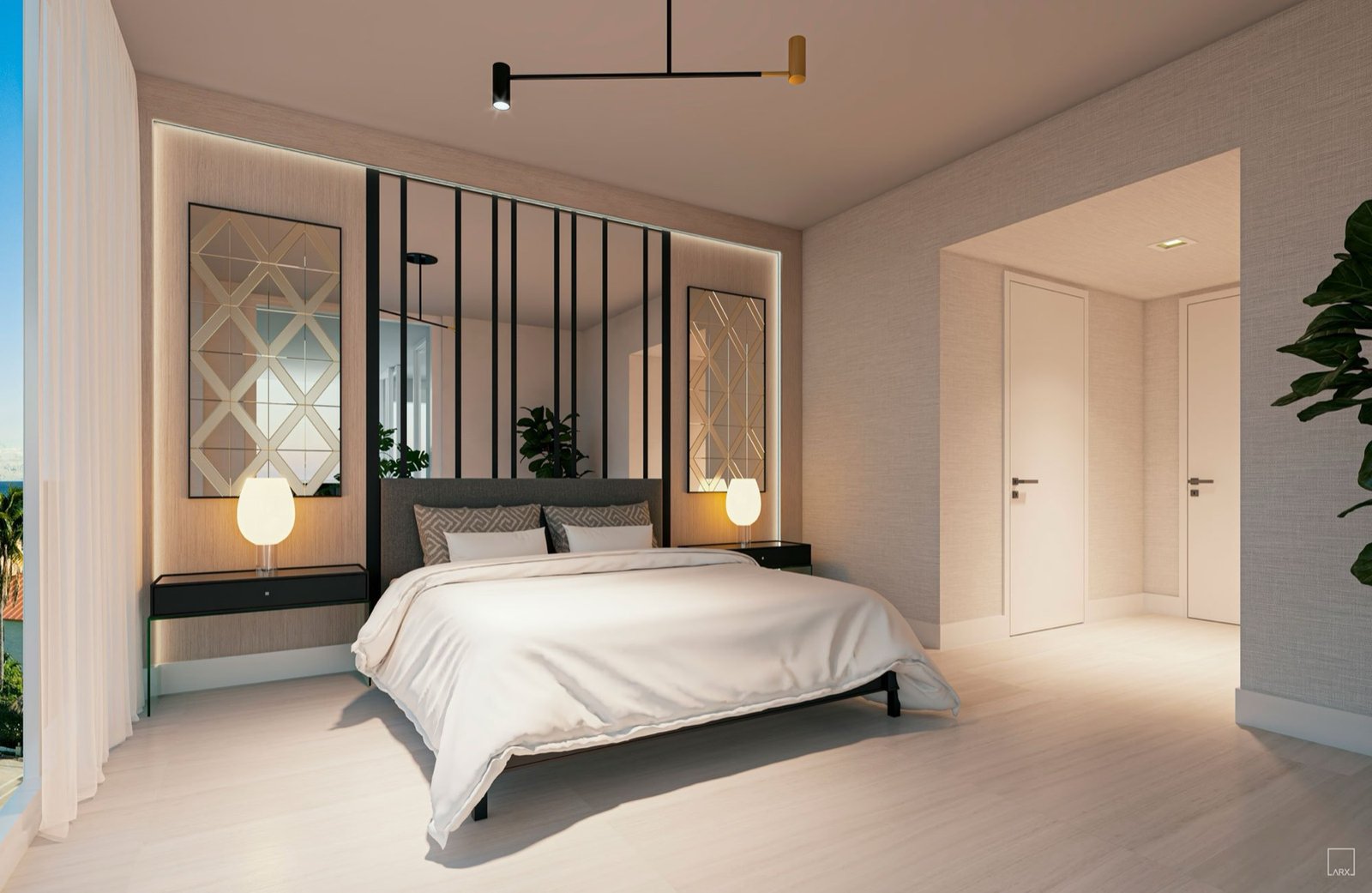 Salato Pompano Beach, recámara principal, render del desarrollador