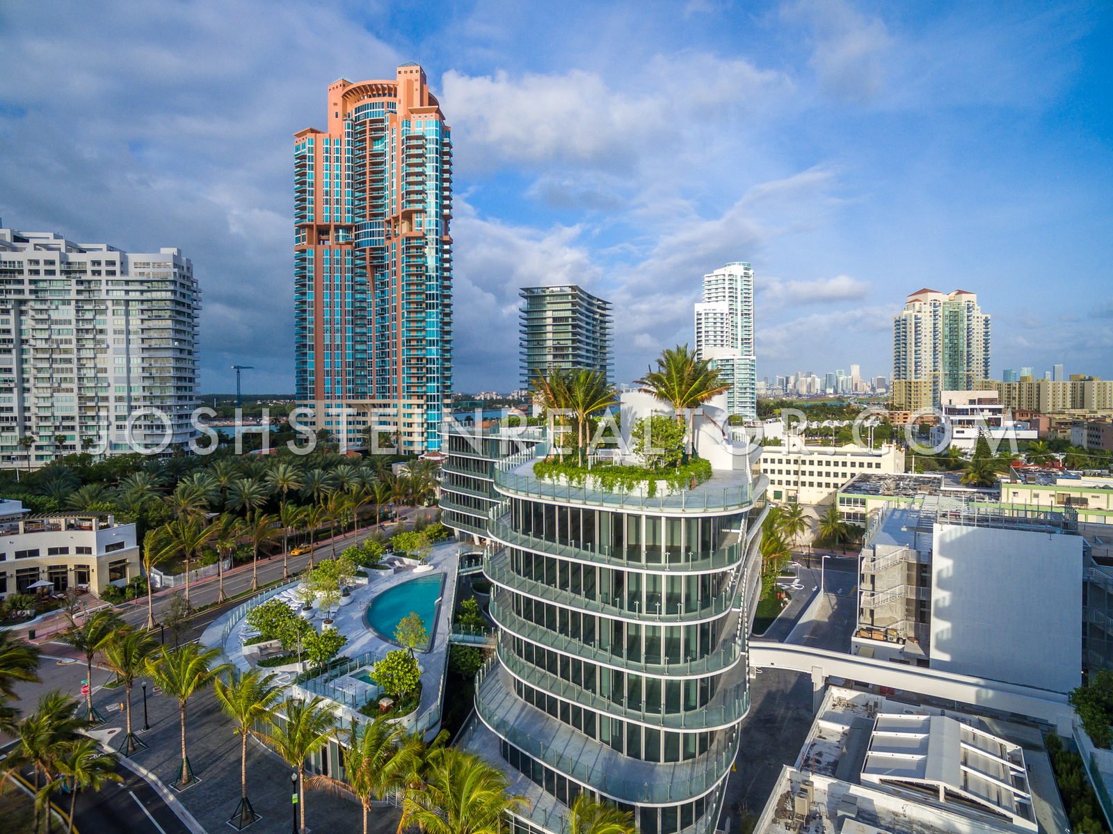 Aerial view of Portofino Tower in South Beach