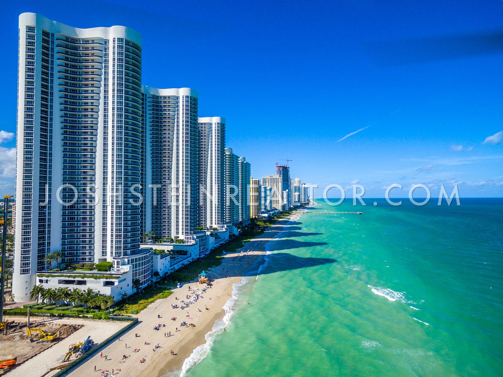 Aerial view of Trump Towers in Sunny Isles Beach Luxury, Miami