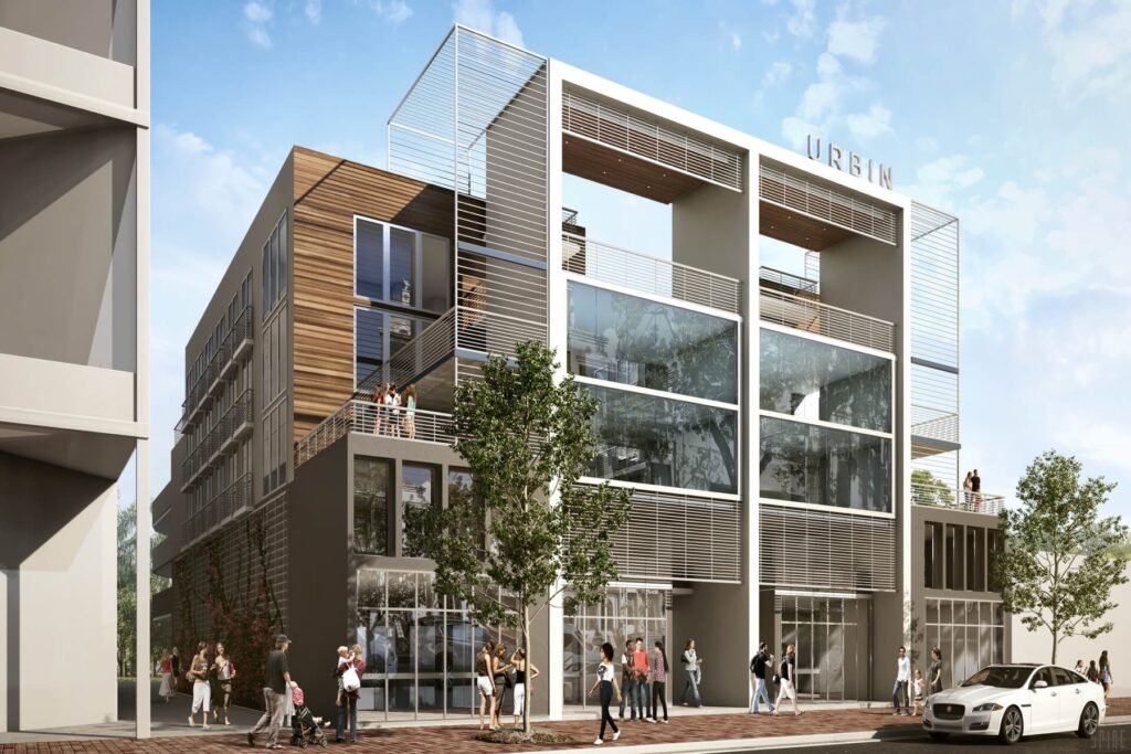 URBIN Coconut Grove, Miami - rooftop co-work and lounge terrace rendering, developer rendering