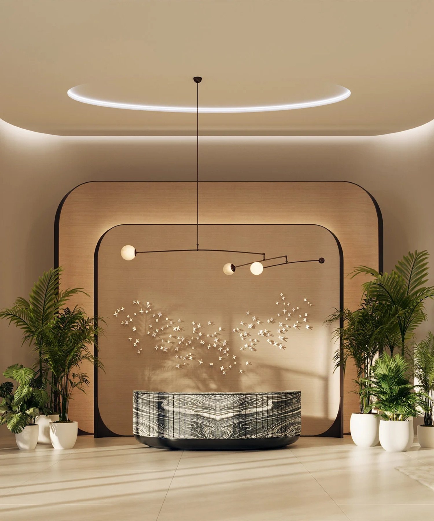 Viceroy Residences Fort Lauderdale, Flagler Village — render del interior del lobby del edificio, render del desarrollador
