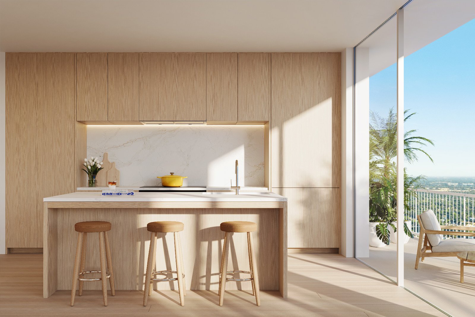 Viceroy Residences Fort Lauderdale, Flagler Village — render del interior de la cocina de una residencia, render del desarrollador
